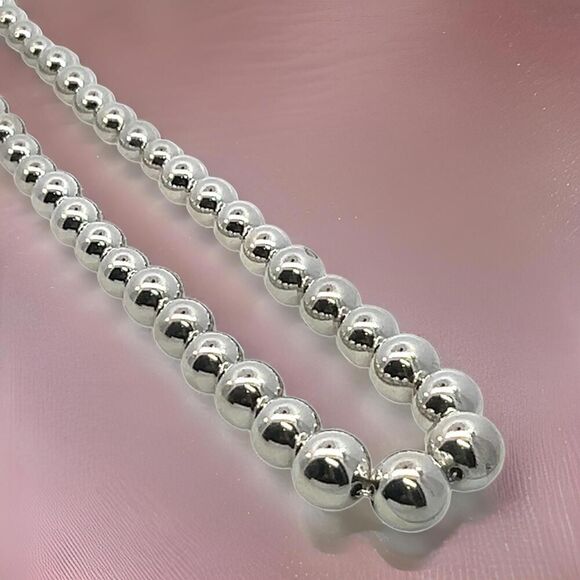 Tiffany & Co Estate Beaded Necklace 17" Sterling Silver 6-11 mm TIF702 - Picture 4 of 10